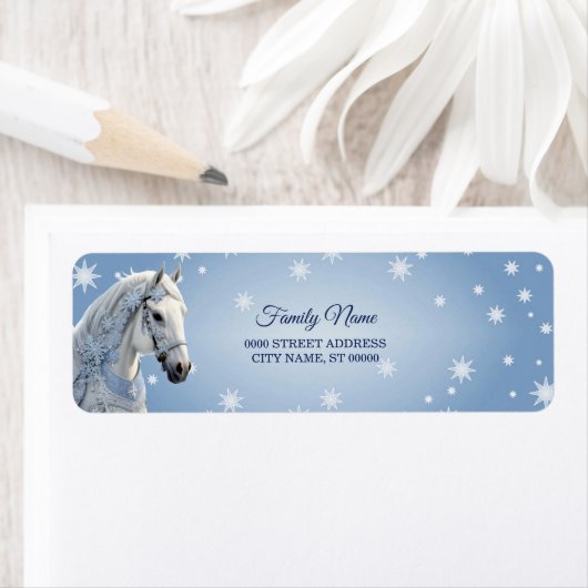 Schneeflocken Pferdesport Weihnachten Rücksendeadr (Insitu)