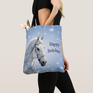 Schneeflocken Pferdesport Weihnachten Tasche
