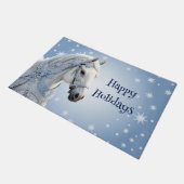 Schneeflocken Pferdesport Weihnachten Weihnachten Fußmatte (Schrägansicht)