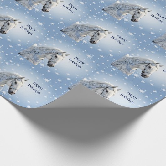 Schneeflocken Pferdesport Weihnachtswrapping Papie Geschenkpapier (Ecke)