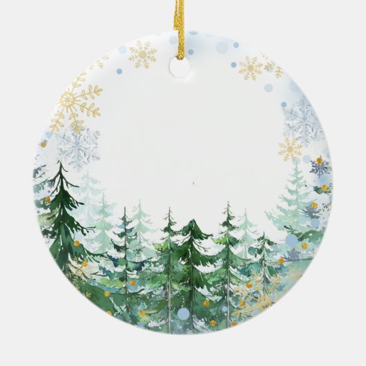 Schneeflocken Pinguin 1. Weihnachten als Familie v Keramik Ornament (Hinten)