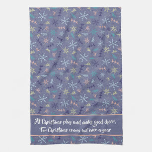 Schneeflocken Pinienbäume blühen Zitat Geschirrtuch