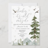 Schneeflocken Pinienbäume Kalt im Freien Kinderdus Einladung (Vorderseite)