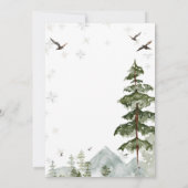 Schneeflocken Pinienbäume Kalt im Freien Kinderdus Einladung (Rückseite)
