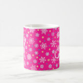 Schneeflocken Pink Hot Pink Moderne Chic Monogram Kaffeetasse (Mittel)
