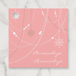 Schneeflocken pink Mitte des Jahrhunderts niedlich Geschenkanhänger