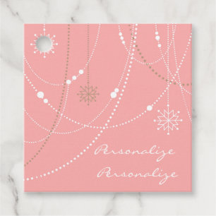 Schneeflocken pink Mitte des Jahrhunderts niedlich Geschenkanhänger