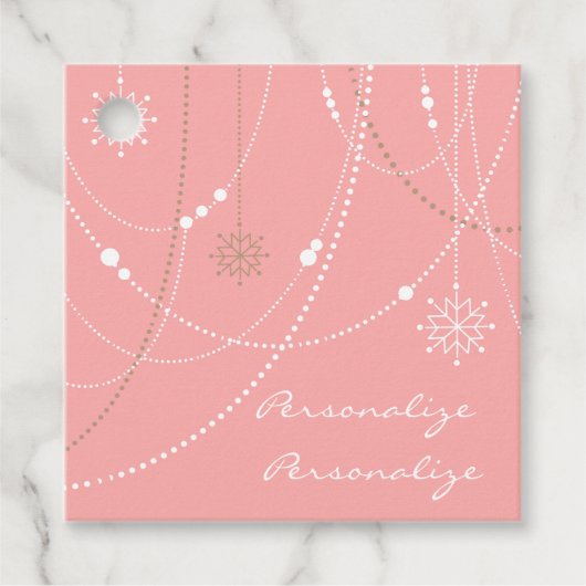 Schneeflocken pink Mitte des Jahrhunderts niedlich Geschenkanhänger (Vorderseite)