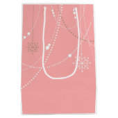 Schneeflocken pink Mitte des Jahrhunderts niedlich Mittlere Geschenktüte (Rückseite)