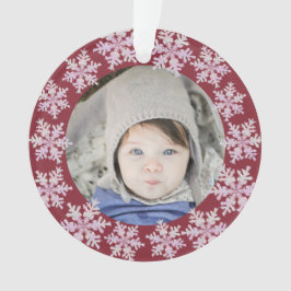 Schneeflocken Pink Opal 2 Side Foto Großeltern Ornament