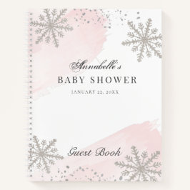 Schneeflocken Pink Watercolor Baby Shooting Gästeb Notizblock
