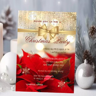 Schneeflocken, Poinsettia Unternehmen Weihnachten  Einladung