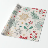 Schneeflocken poinsettias Heilige Beeren Urlaub Geschenkpapier (Ungerollt)