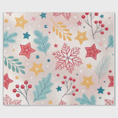 Schneeflocken poinsettias Heilige Beeren Urlaub Geschenkpapier (Flach)