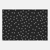 Schneeflocken Polka Punkte und Streifen schwarz-we Geschenkpapier Set (Vorderseite 3)