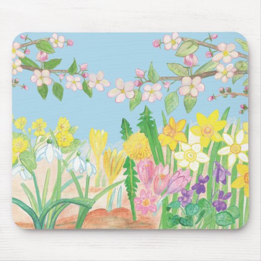 Schneeflocken, Primaten, Apfelblüten, Narzissen Mousepad (Vorne)