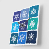 Schneeflocken Quadratische Wanduhr (Winkel)