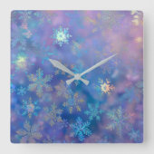 Schneeflocken Quadratische Wanduhr (Vorderseite)