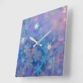Schneeflocken Quadratische Wanduhr (Winkel)