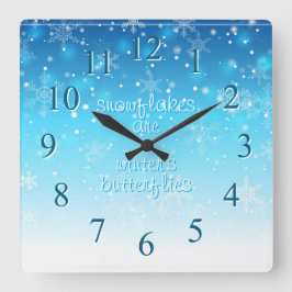 Schneeflocken Quadratische Wanduhr