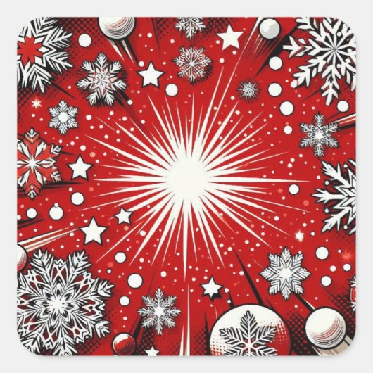 Schneeflocken Quadratischer Aufkleber (Vorderseite)