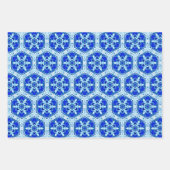 Schneeflocken Quit Pattern - Kobalt Blau und Weiß Geschenkpapier Set (Vorderseite 3)