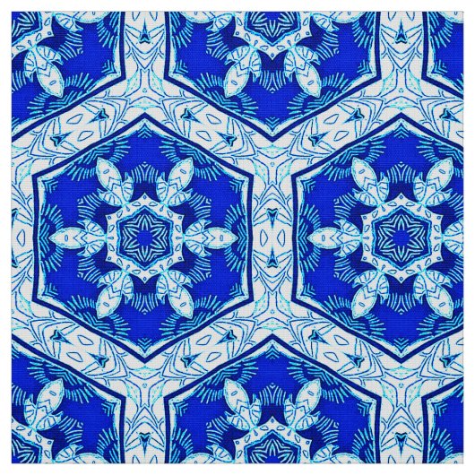 Schneeflocken Quit Pattern - Kobalt Blau und Weiß Stoff (Muster)