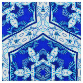 Schneeflocken Quit Pattern - Kobalt Blau und Weiß Stoff (Nahaufnahme)