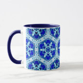 Schneeflocken Quit Pattern - Kobalt Blau und Weiß Tasse (Links)