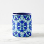 Schneeflocken Quit Pattern - Kobalt Blau und Weiß Tasse (Zentrum)