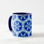 Schneeflocken Quit Pattern - Kobalt Blau und Weiß Tasse (Vorderseite Links)
