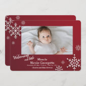 Schneeflocken Rahmen Foto Geburtserklärung Ankündigung (Vorne/Hinten)