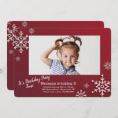 Schneeflocken Rahmen Foto Geburtstagsparty Einladung (Vorne/Hinten)