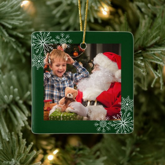 Schneeflocken Rahmen Foto Keramik Ornament (Baum)