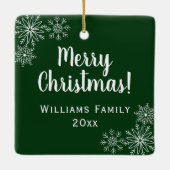 Schneeflocken Rahmen Foto Keramik Ornament (Rückseite)