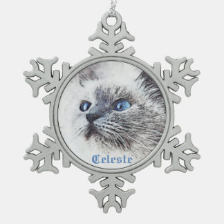 Schneeflocken-Rahmen-Katzenschmuck Schneeflocken Zinn-Ornament