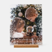 Schneeflocken Rahmen Personalisiertes Foto Acrylschild (Vorderseite)