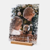 Schneeflocken Rahmen Personalisiertes Foto Acrylschild (Winkel)