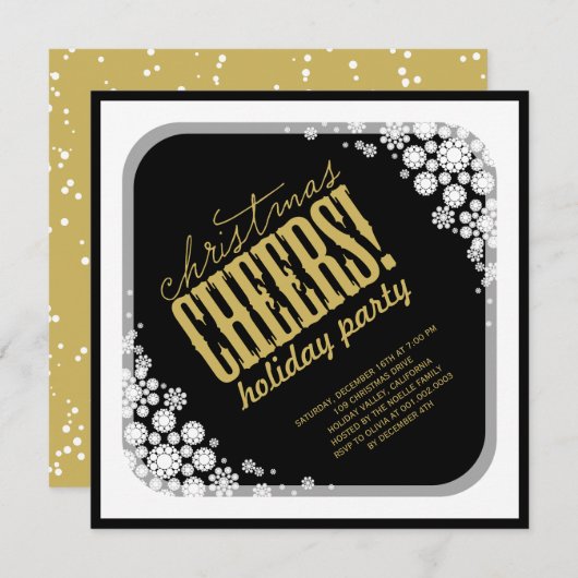 Schneeflocken Rahmen Weihnachtsfeier Feiertag Part Einladung (Vorne/Hinten)