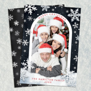 Schneeflocken-Rand Frohe Weihnachten Familien-Foto