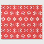 Schneeflocken Red Christmas Wrapping Paper Geschenkpapier (Flach)