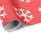 Schneeflocken Red Christmas Wrapping Paper Geschenkpapier (Rolleneckpunkt)