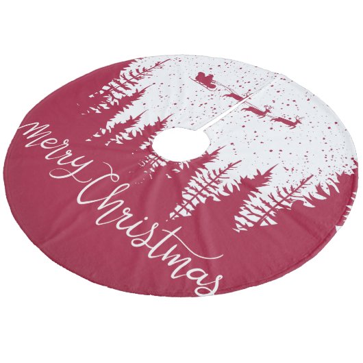 Schneeflocken Reindeer Frohe Weihnachten Fleece Weihnachtsbaumdecke (Schrägansicht)