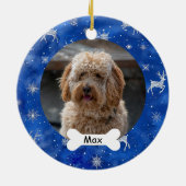 Schneeflocken Rentier Custom Pet Puppy Foto Keramik Ornament (Hinten)
