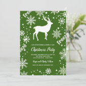 Schneeflocken Rentiere grüne Weihnachten Einladung (Stehend Vorderseite)