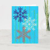 Schneeflocken Retro-Stil in Blue Christmas Card Karte (Vorderseite)