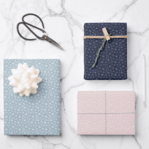 Schneeflocken Rosa Blau und Winter der Marine Geschenkpapier Set