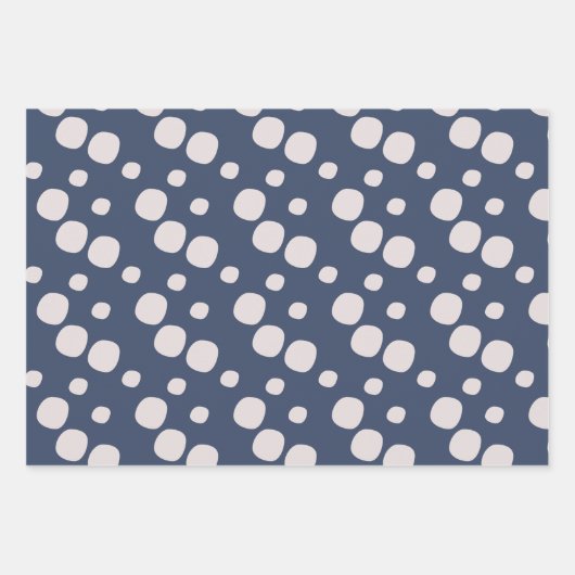 Schneeflocken Rosa Navy Weihnachtsbaum Schneeflock Geschenkpapier Set (Vorderseite 3)