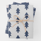 Schneeflocken Rosa Navy Weihnachtsbaum Schneeflock Geschenkpapier Set (Beispiel)