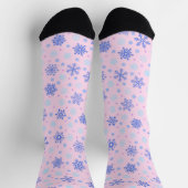 Schneeflocken Rosa Pastel Rosa Elegante Stilvolle  Socken (Oben)